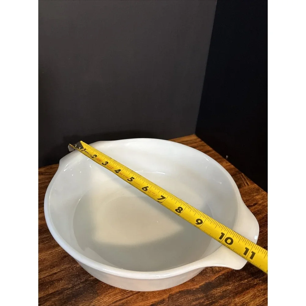 Vintage‎ Fire King 2 Qt White Glass Round Baking Casserole Dish Bowl #438